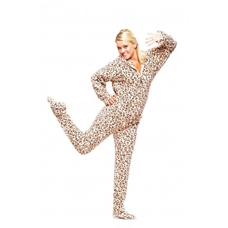 Moca Cheetah Adult Footed onesie Pajamas