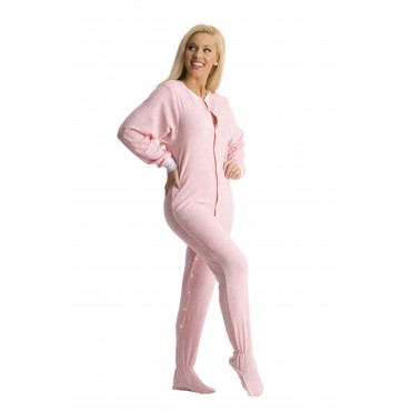 Baby Pink Terry Cloth Adult Footed onesie Pajamas