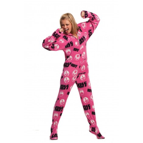 KISS Strutter Pink Hooded Adult Pajamas